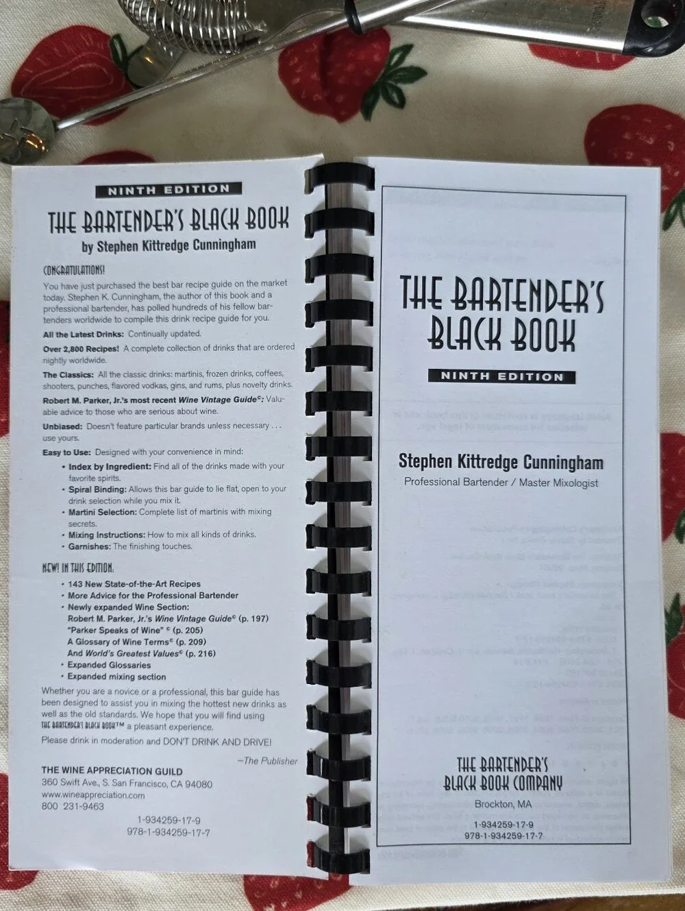 The Industry Standard  ' Bartender's Black Book  Cocktail Recipe Book Paperback